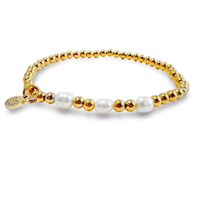 Morse Code Pearl & Gold Bracelet | FAITH