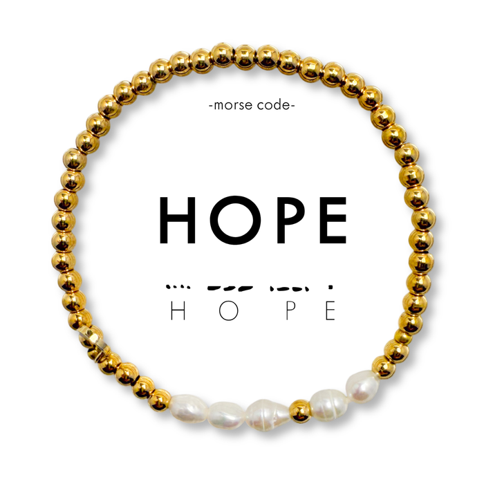 Morse Code Pearl & Gold Bracelet | HOPE
