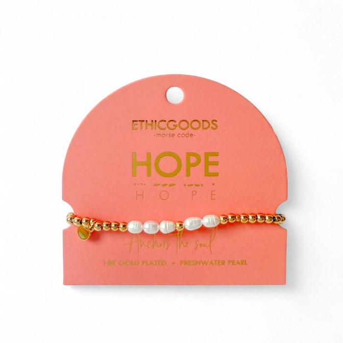 Morse Code Pearl & Gold Bracelet | HOPE