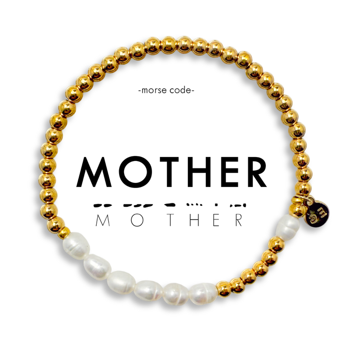 Morse Code Pearl & Gold Bracelet | MOTHER