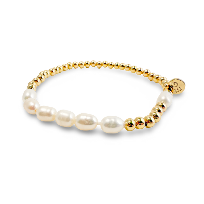 Morse Code Pearl & Gold Bracelet | MOTHER