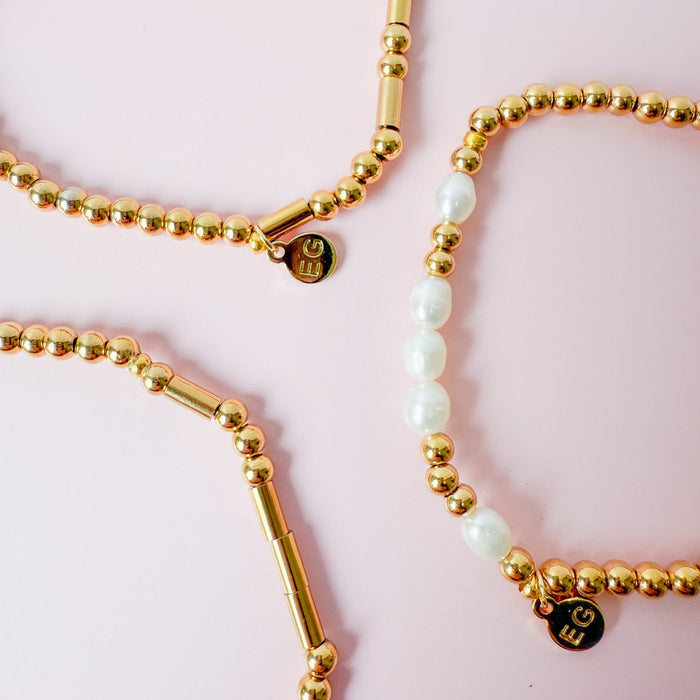 Morse Code Pearl & Gold Bracelet | MOTHER