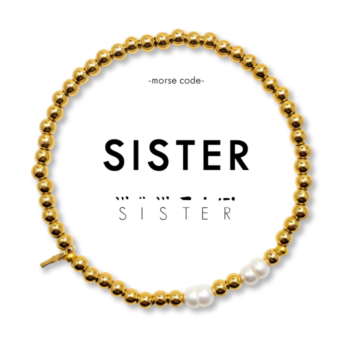 Morse Code Pearl & Gold Bracelet | SISTER