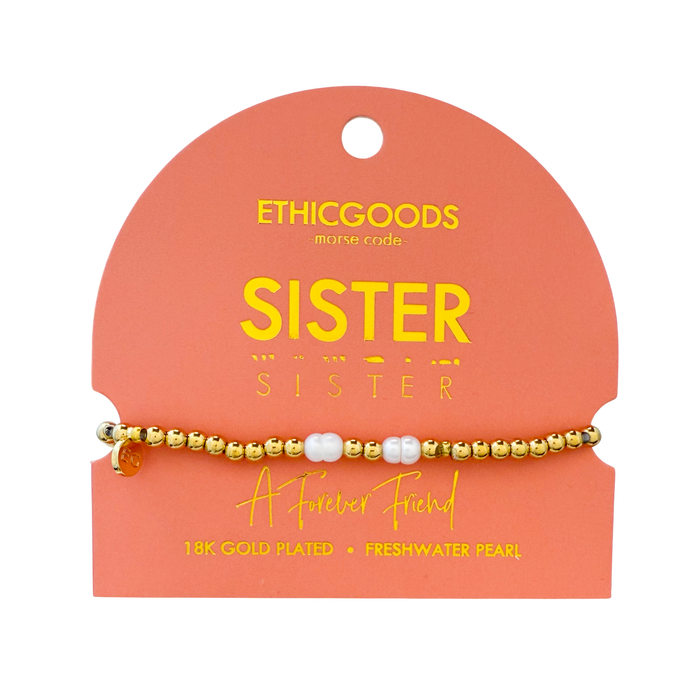 Morse Code Pearl & Gold Bracelet | SISTER