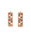 Mosaic Tila Earrings in Aqua & Red