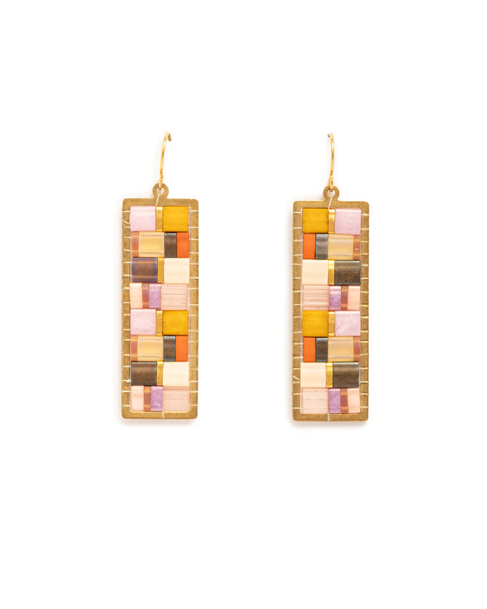 Mosaic Tila Earrings in Lilac