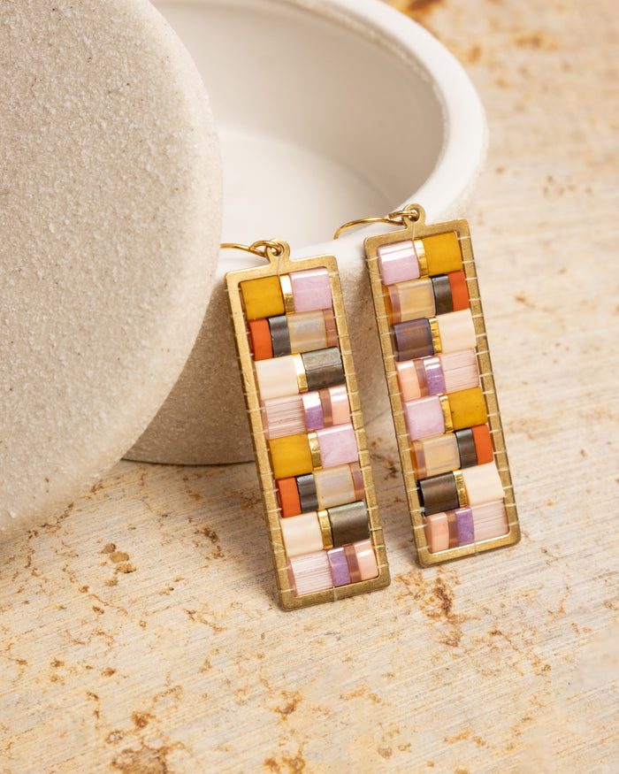 Mosaic Tila Earrings in Lilac