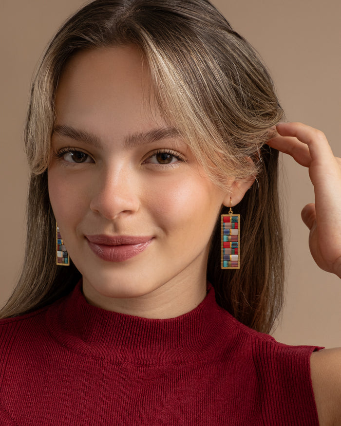 Mosaic Tila Earrings in Lilac