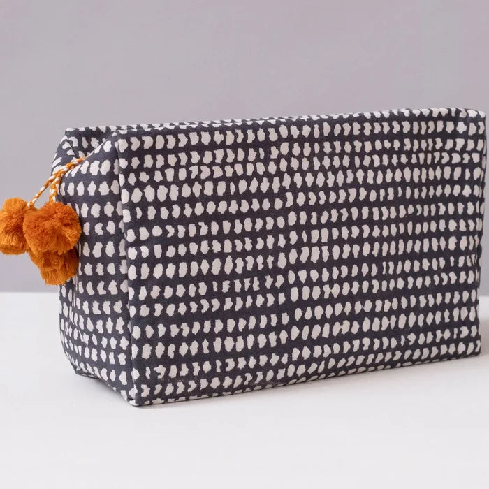 Navy Dot Block Printed Toiletry Bag
