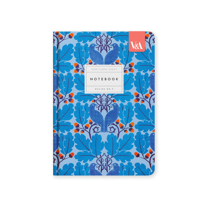Neon Floral Blue Birds Hardback Notebook (A5)