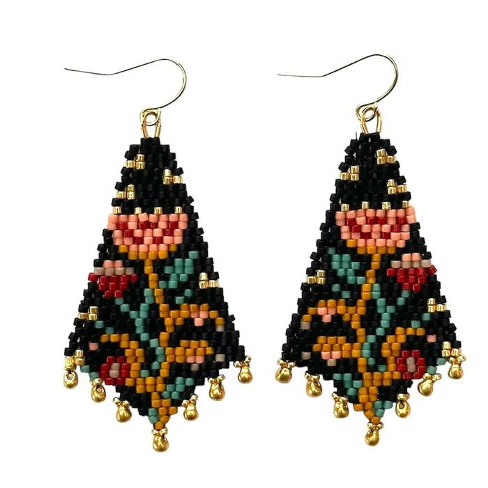 Night Bloom Drop Earrings in Midnight