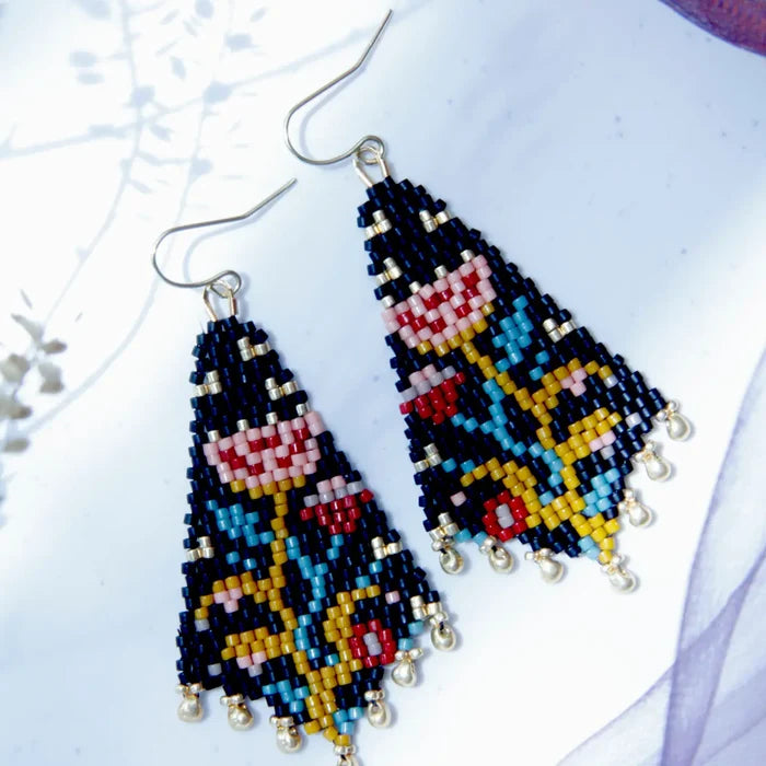 Night Bloom Drop Earrings in Midnight