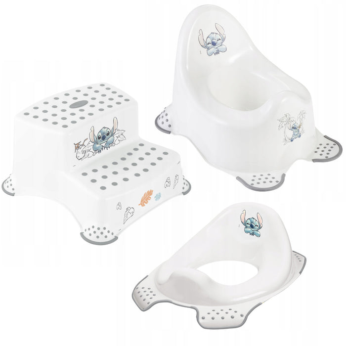 Non-slip step stool, two steps, max. 120 kg, + Toilet seat cover + Stitch potty