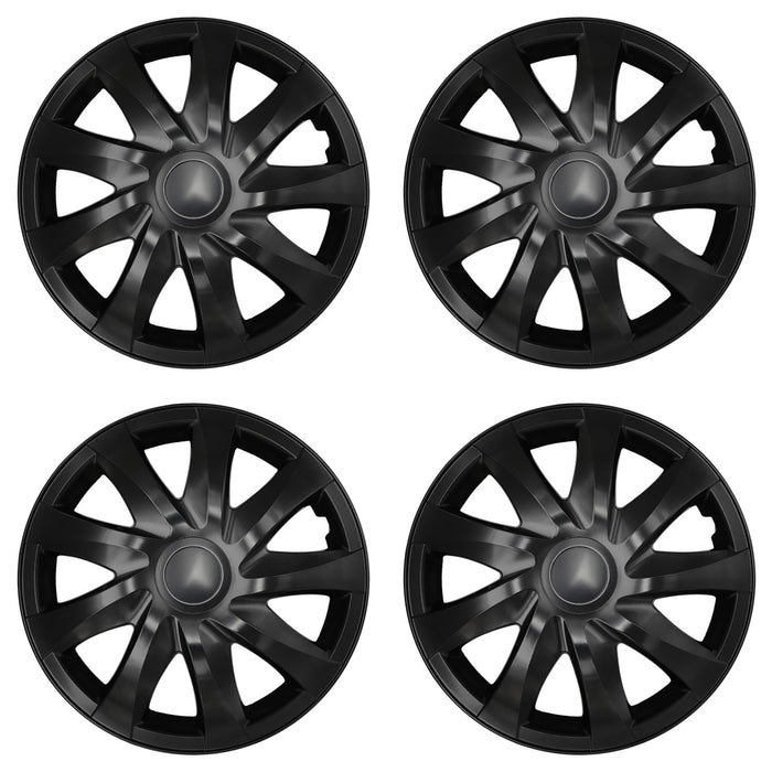 NRM DRACO 14" Universal Wheel Covers, Matte Black (Set of 4)
