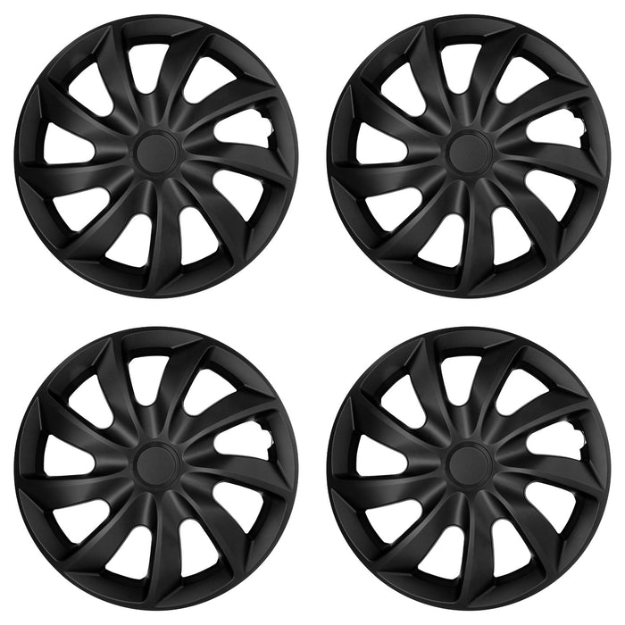 NRM Quad 17'' Universal Car Wheel Covers, Matte Black, Set of 4