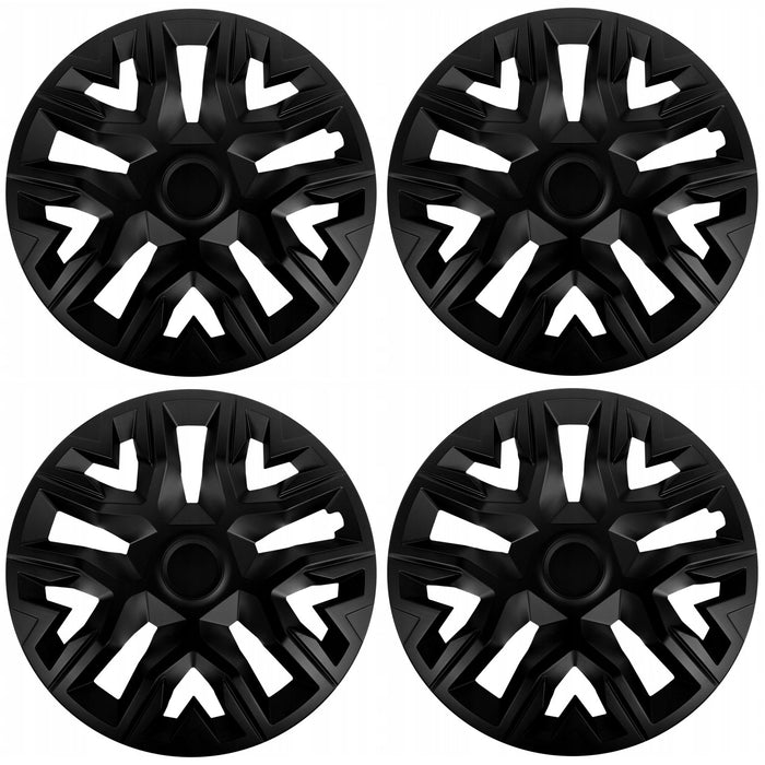 NRM The Best 16" Universal Car Hubcaps, Black, Set of 4