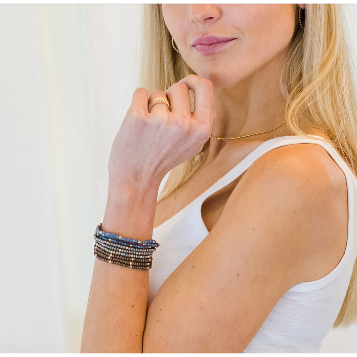 OG Classic Bracelet Stack in Matte Gray + Gold Filled