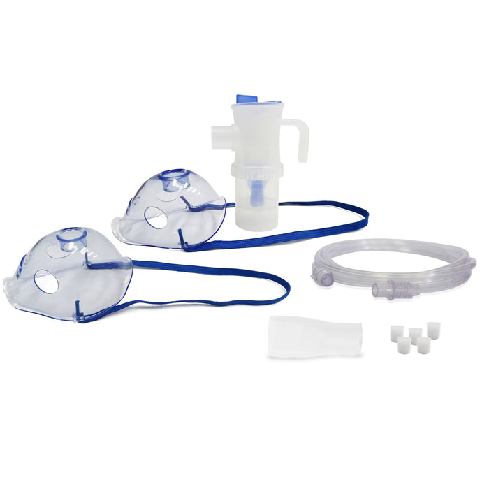 Omnibus inhalation/nebulization accessory kit, large 12ml nebulizer, blue color, 5 spare filters, speed control