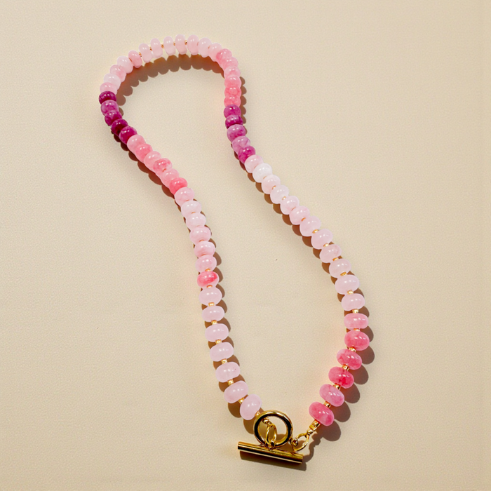 Pink Ombre Bold Gemstone Beaded Necklace