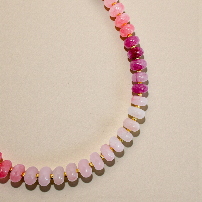 Pink Ombre Bold Gemstone Beaded Necklace