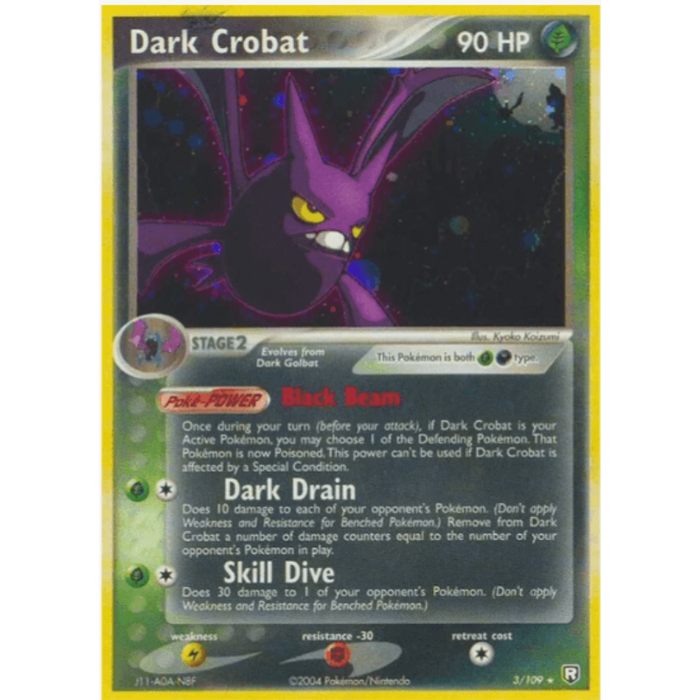 Pokémon trading card featuring Dark Crobat with detailed text and graphics.