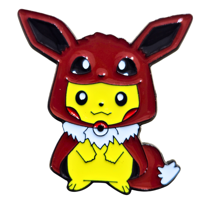 Animated character with red hood and yellow body on a white background
