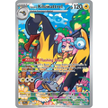 Pokémon trading card featuring Iono's Kilowattrel with colorful background