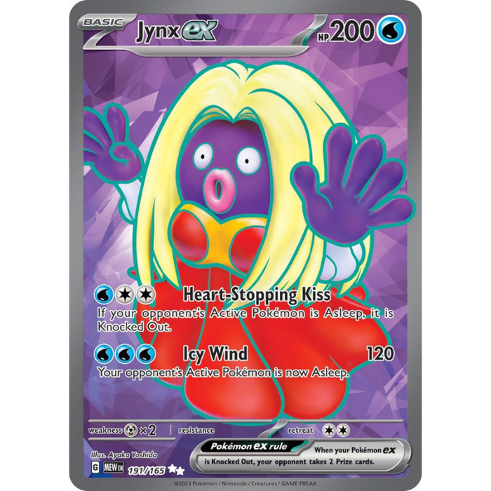 Pokémon trading card featuring Jynx EX with a purple and yellow design.