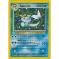Vaporeon Pokémon trading card with blue and yellow border