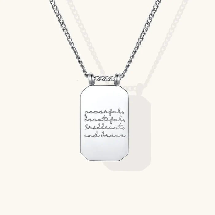 Powerful, Beautiful, Brilliant, and Brave Necklace in Silver
