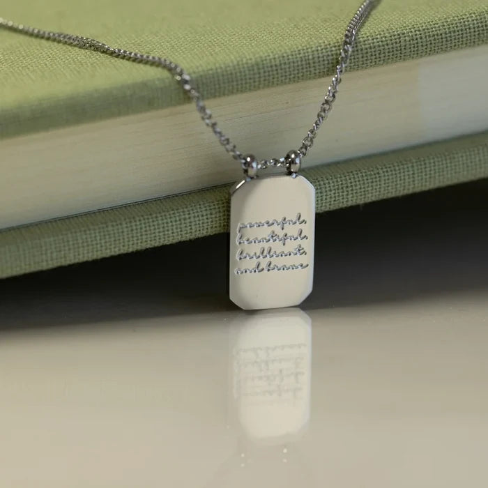 Powerful, Beautiful, Brilliant, and Brave Necklace in Silver