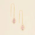 Pressed Flower Thread Earring - Pink Lace Flower/Gold