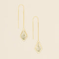 Pressed Flower Thread Earring - White Lace Flower/Gold