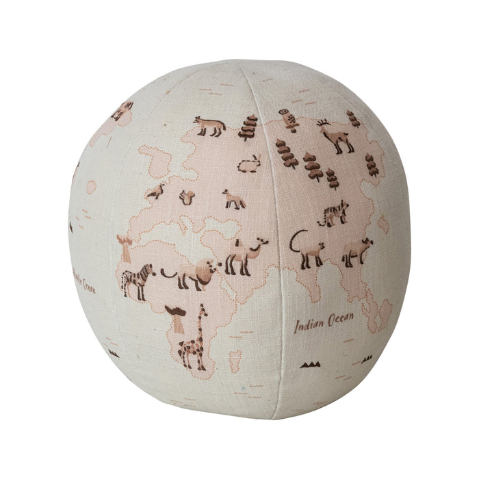 Printed and Embroidered Globe Pillow