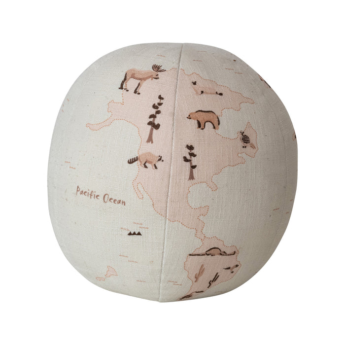 Printed and Embroidered Globe Pillow