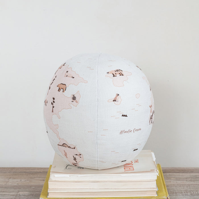 Printed and Embroidered Globe Pillow
