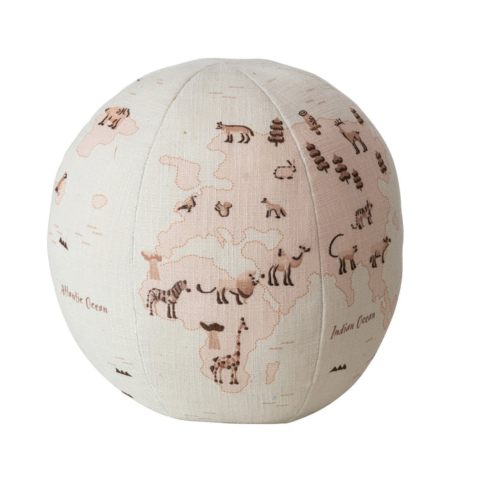 Printed and Embroidered Globe Pillow