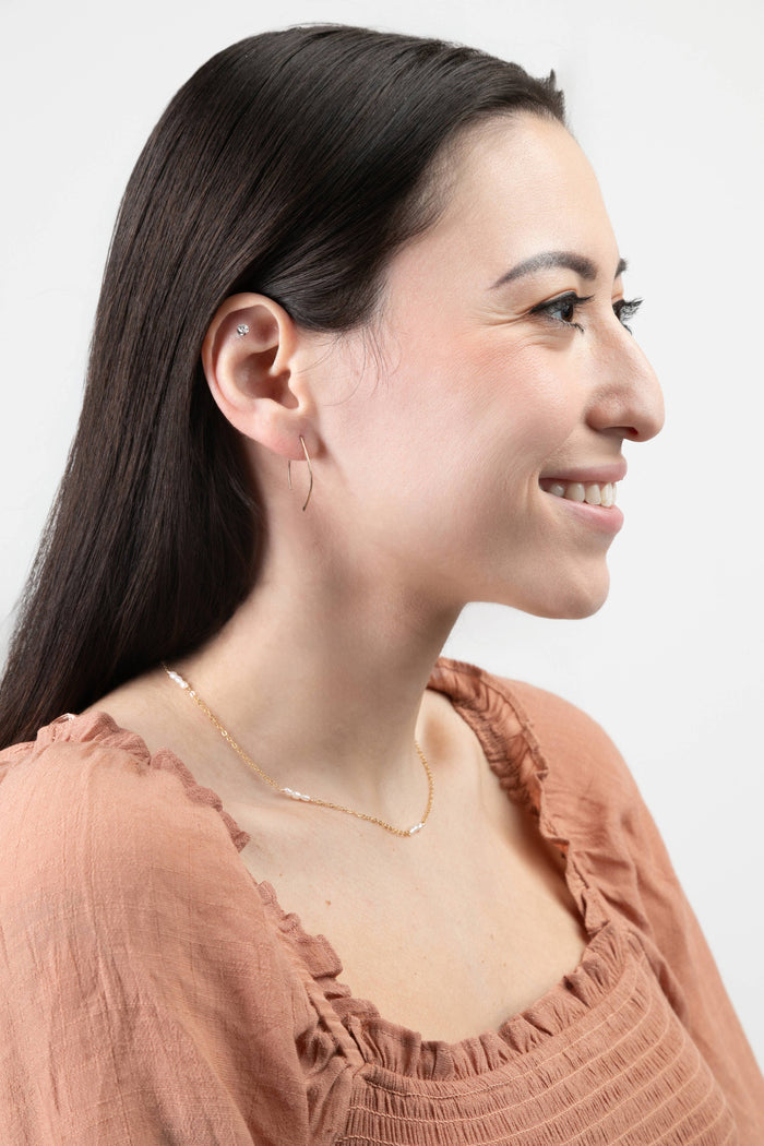 Qasioun Minimalist Mini-Threader Earrings in 14k Gold Fill