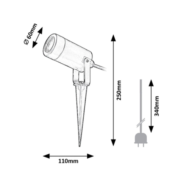 Rabalux Krobia Floor Lamp, IP65, black, GU10 base, max 4W, 7814, 2 pieces