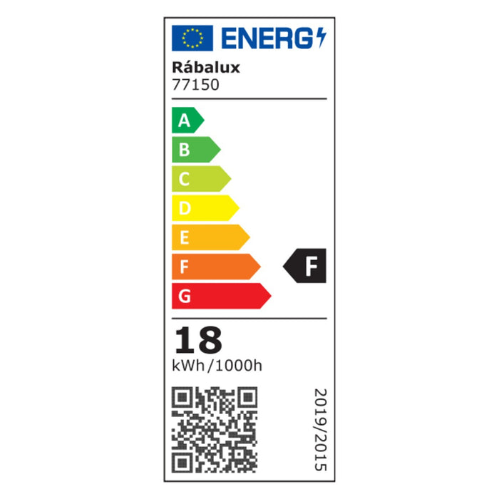 Rabalux Rapla2 LED 18W Light, Black, IP65, Energy Class F, Color Temperature Adjustment: 2700, 4000, 6500 K, 77150