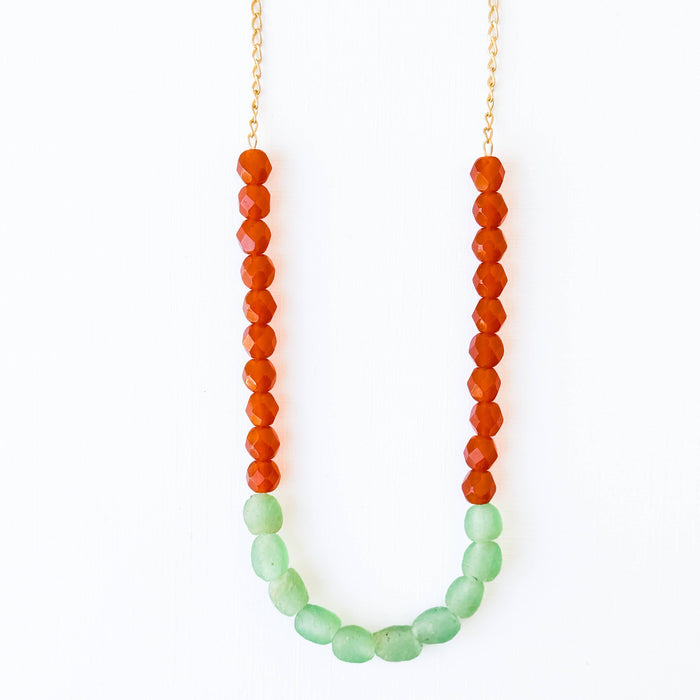 Recycled African Glass and Mixed Bead Necklace