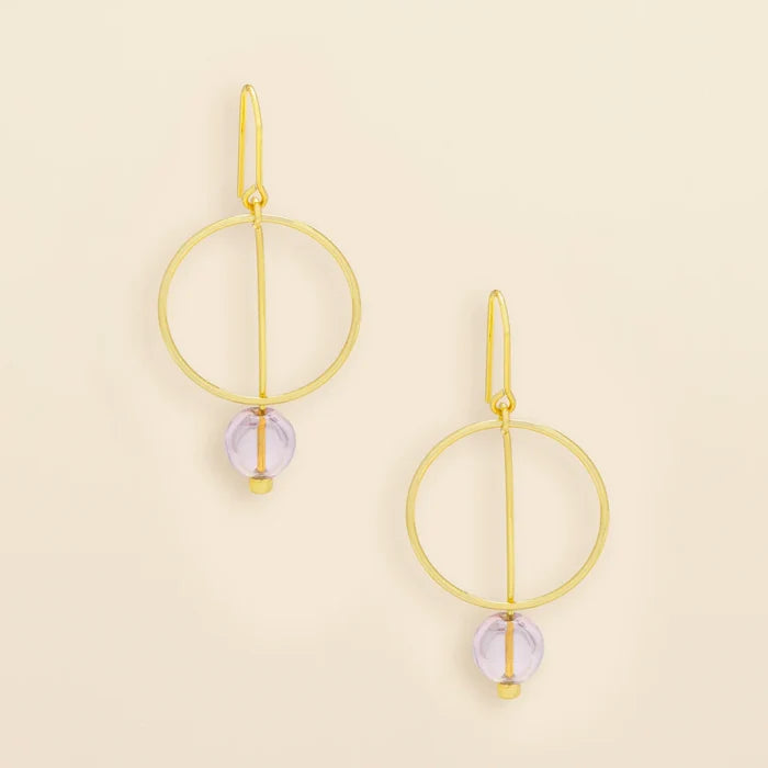 Refined Glass Drop Earrings in Pink/Gold