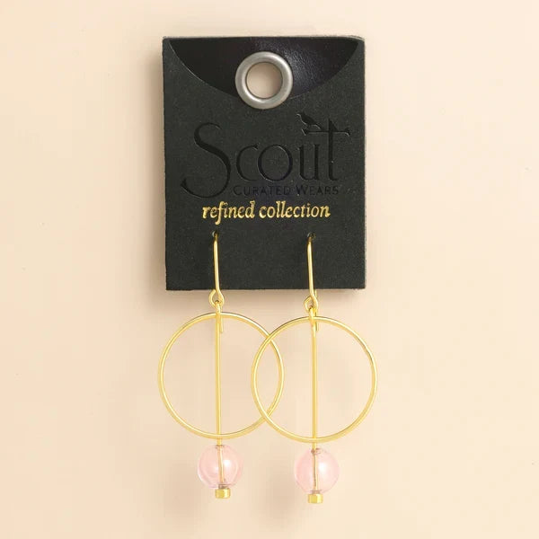 Refined Glass Drop Earrings in Pink/Gold