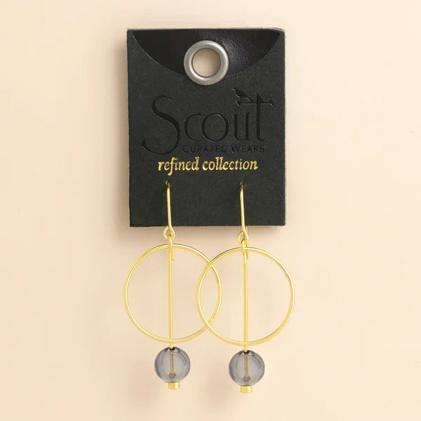 Refined Glass Drop Earrings in Smoke/Gold