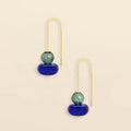 Refined Glass Stacked Threader Earrings in Teal/Blue/Gold