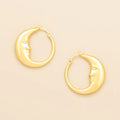Refined Icon Moon Hoop Earrings in Gold