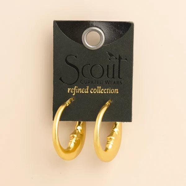 Refined Icon Moon Hoop Earrings in Gold