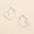 Refined Icon Moon Hoop Earrings in Silver