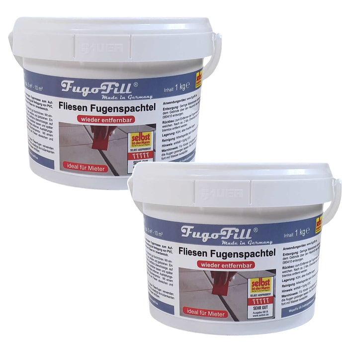 Removable tile grout FugoFill, 2x1kg, gray