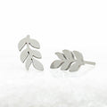 Rowen Leaf Stud Earrings in Silver